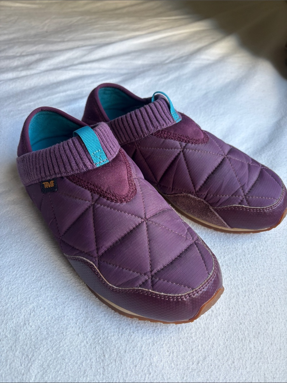 Teva Quilted Slip-On Ember Mocs in Purple Plum with Teal Accents